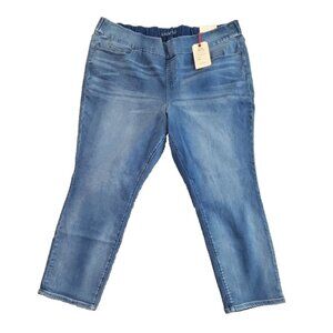 Lands' End Pull-On Jeans Women's 26W  Mid-Rise Skinny Tapered Leg Elastic NWT
